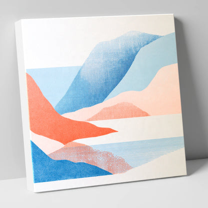 Borrowdale Valley in Coral and Blue lake district valley canvas wall art