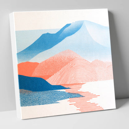 Graphic Skiddaw in Coral and Blue lake district fell canvas wall art