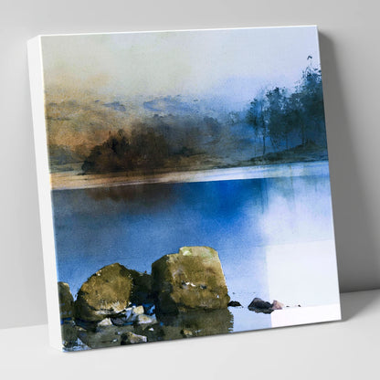 Mossy Boulders of Rydal Water lake district lake canvas wall art