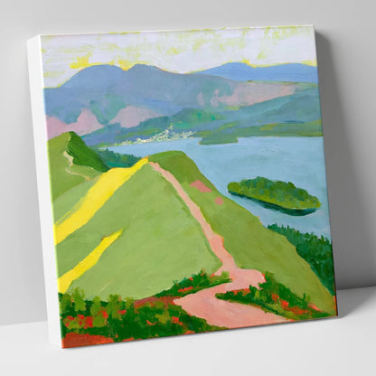 Vivid Derwentwater from Cat Bells lake district fell canvas wall art