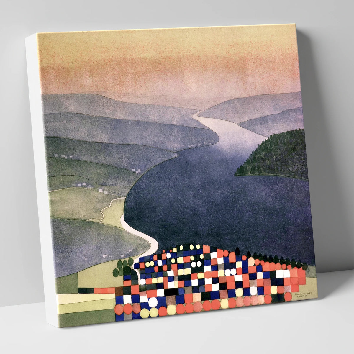 Geometric Ambleside and Indigo Waters lake district village canvas wall art
