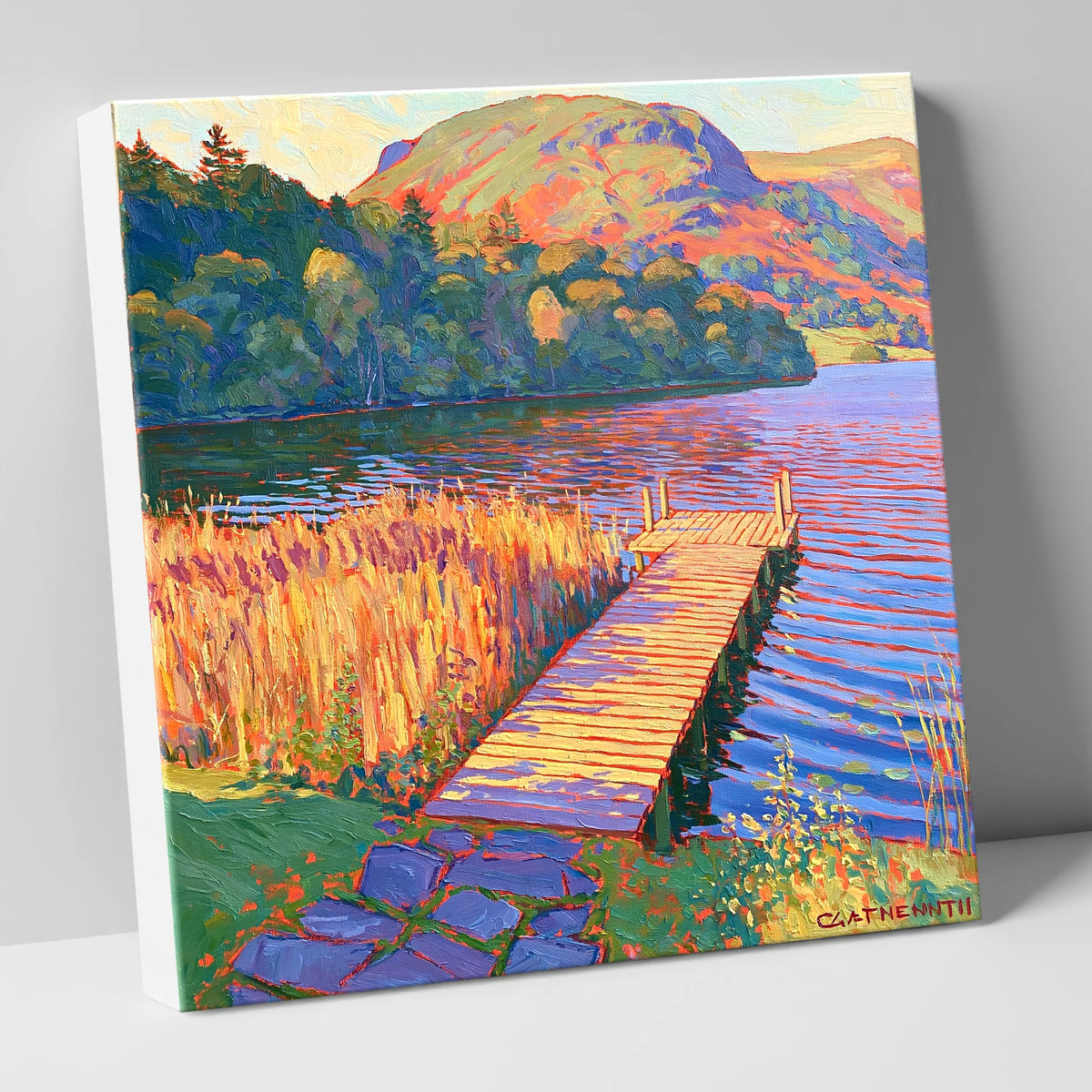 Vibrant Grasmere Pier at Sunset grasmere wall art canvas wall art