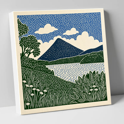 Catbells Peak in Deep Blue lake district fell canvas wall art