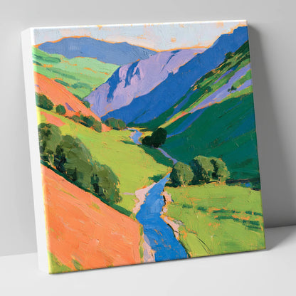 Cobalt River In Green Valley lake district valley canvas wall art