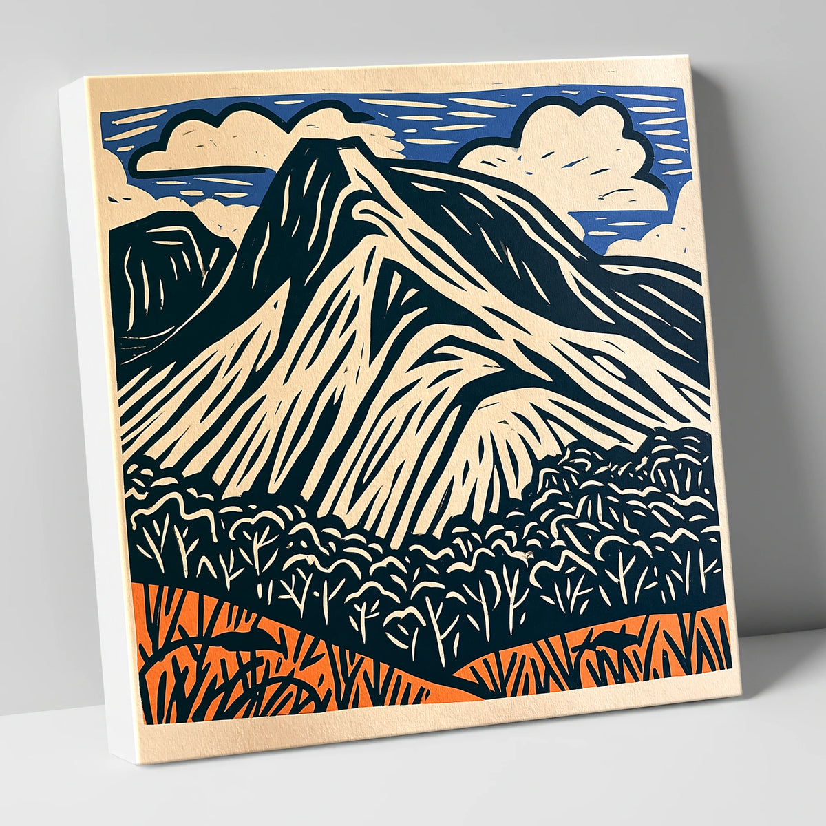 Bowfell Peak in Deep Navy lake district fell canvas wall art