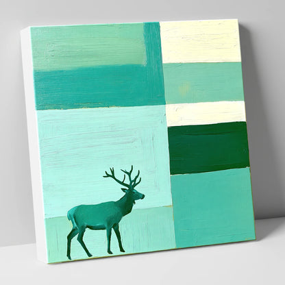 Abstract Teal Red Deer Stag lake district wildlife canvas wall art