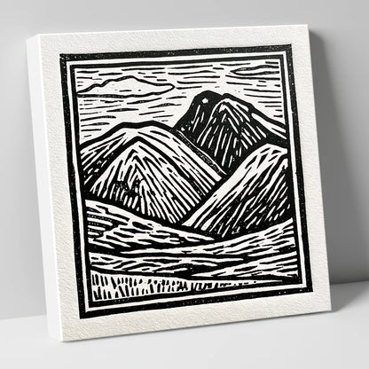 Bowfell in Stark Black and White lake district fell canvas wall art