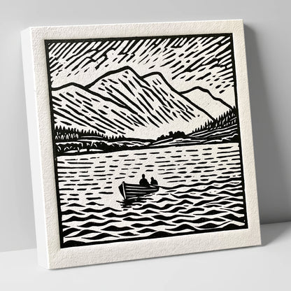 Coniston Water in Bold Monochrome lake district lake canvas wall art