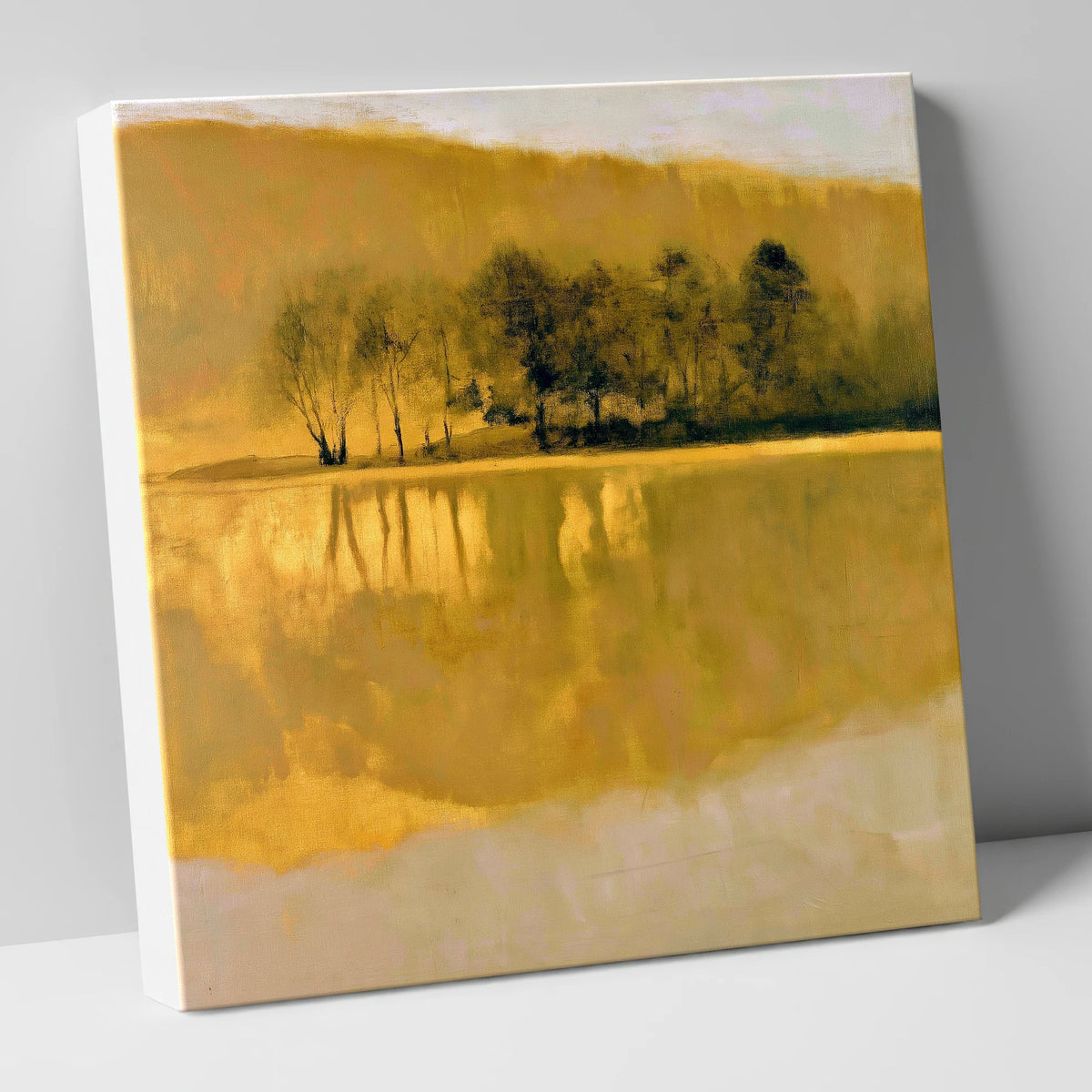 Dark Trees on Golden Lake lake district lake canvas wall art