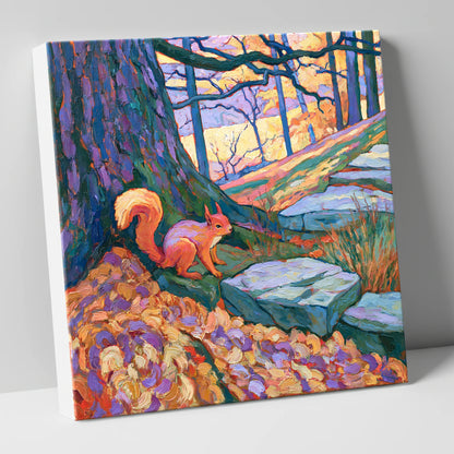 Red Squirrel in Vibrant Woodland lake district wildlife canvas wall art