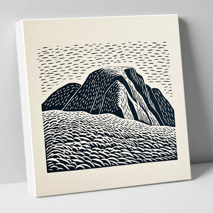 Graphic Monochrome Great Gable lake district fell canvas wall art