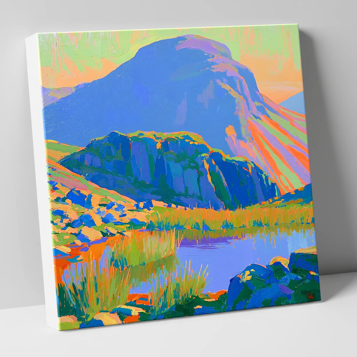Vibrant Light on Haystacks Tarn lake district fell canvas wall art