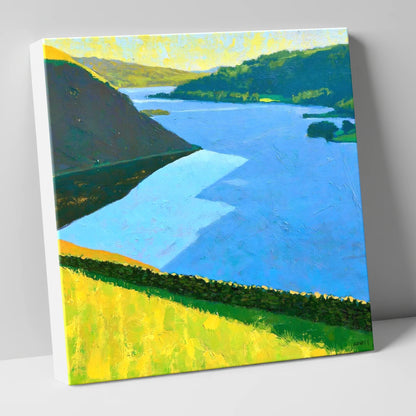 Vibrant Ullswater Above Pooley Bridge lake district village canvas wall art