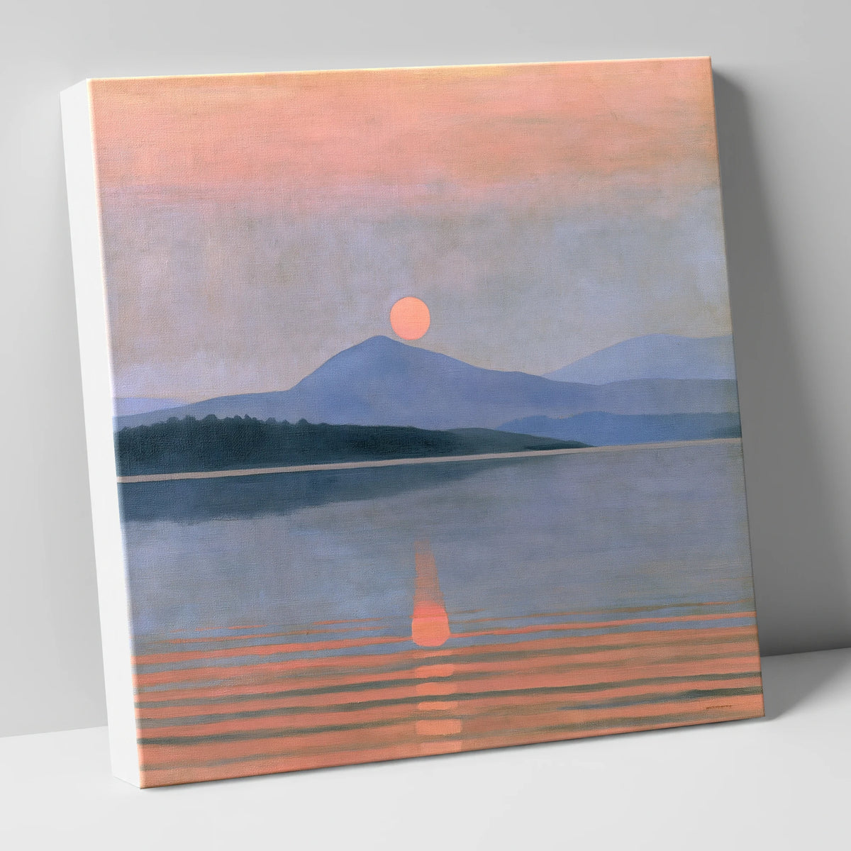 Peach Sunset Over the Water lake district lake canvas wall art