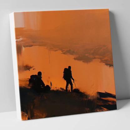 Catbells Walkers in Amber Light lake district fell canvas wall art