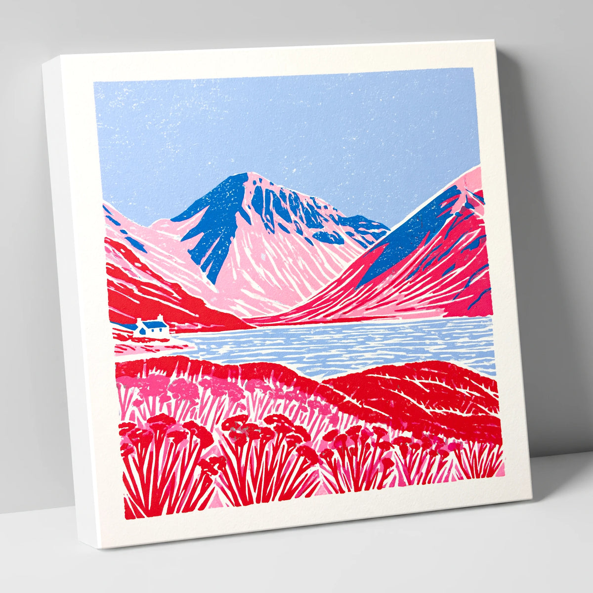 Vibrant Red Wasdale Fells lake district valley canvas wall art