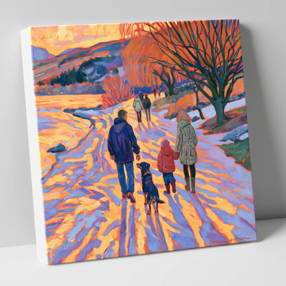 Sunset Dog Walk at Keswick gifts for dog walkers canvas wall art