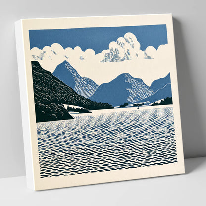 Graphic Navy Ullswater Landscape lake district lake canvas wall art