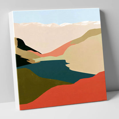 Easedale Tarn in Bold Terracotta lake district lake canvas wall art