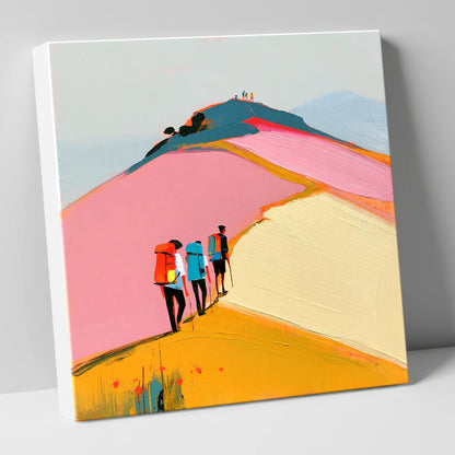 Colourful Fell Ridge Hikers lake district fell canvas wall art