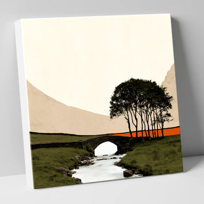 Stone Bridge With Silhouetted Trees lake district waterfall canvas wall art