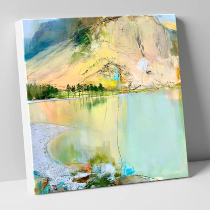 Curving Pebble Shore at Buttermere lake district lake canvas wall art