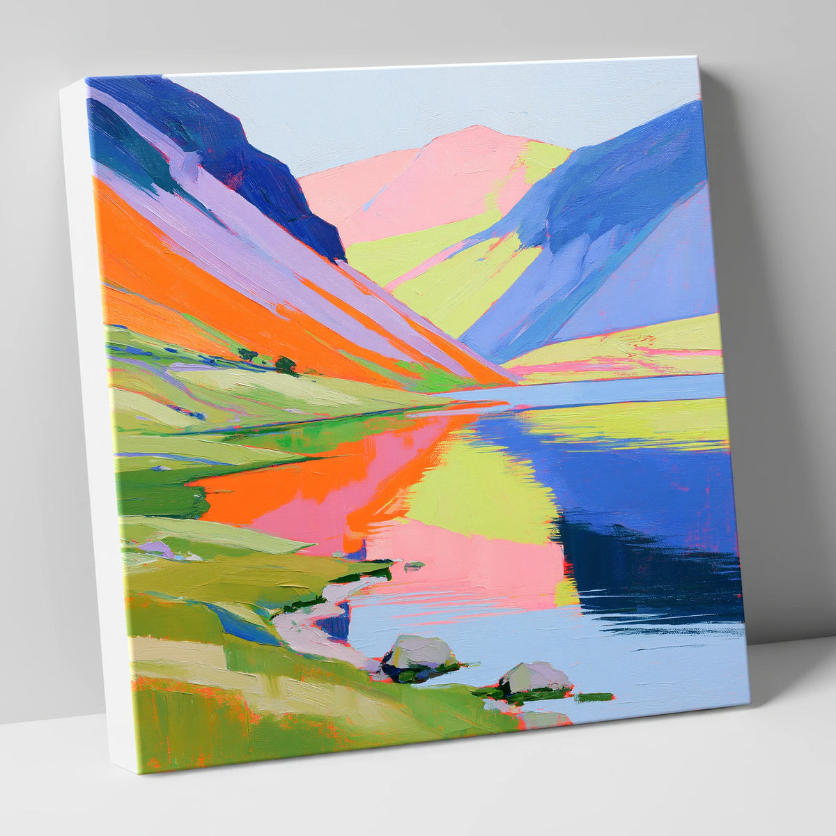 Lake Reflections in Bold Colour lake district lake canvas wall art