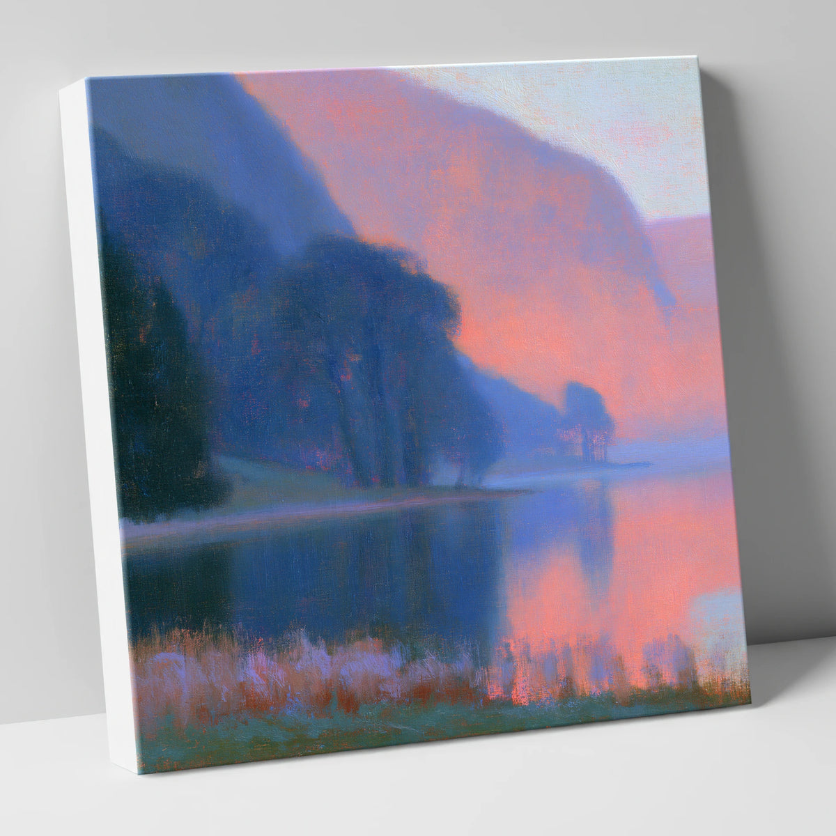 Lake Edge In Pink Twilight lake district lake canvas wall art