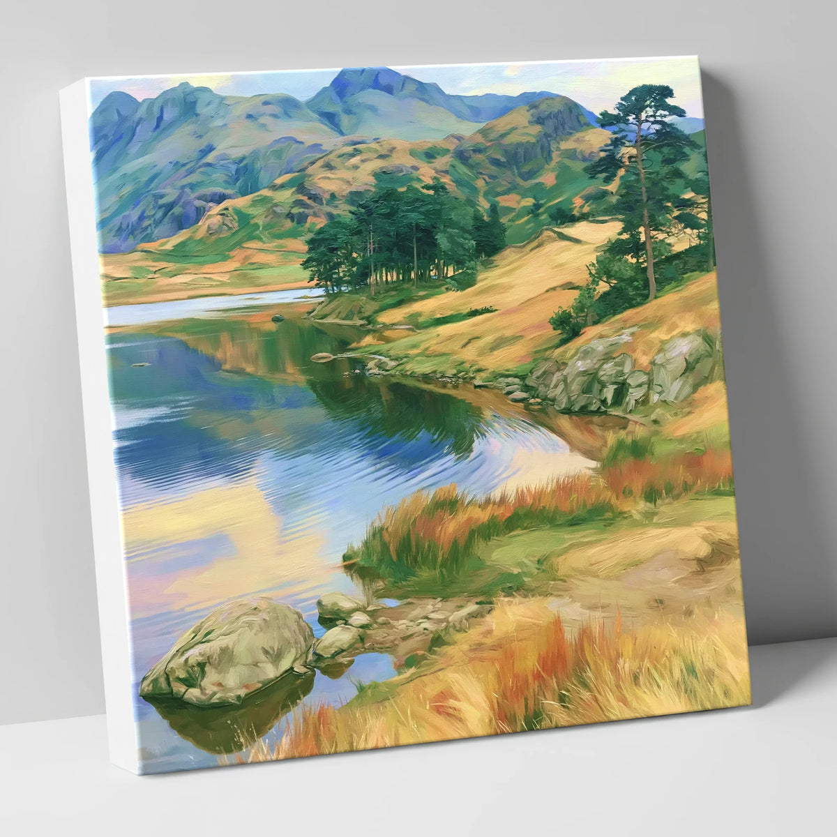 Pine Copse by the Fellside Lake lake district lake canvas wall art