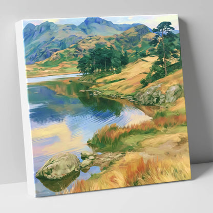 Pine Copse by the Fellside Lake lake district lake canvas wall art