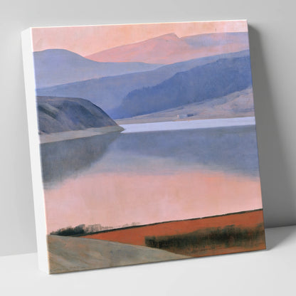 Lake and Fells in Dusk Pink lake district lake canvas wall art