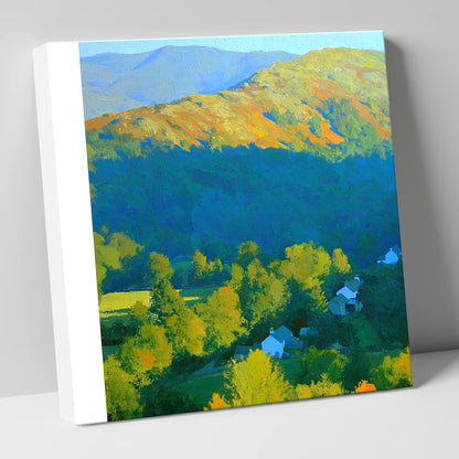 Sunlit Loughrigg Fell Ridge lake district fell canvas wall art