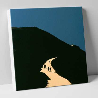 Walkers Ascending Luminous Fell Path lake district walking canvas wall art