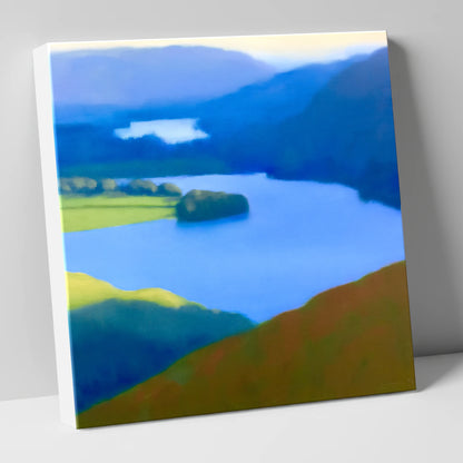 Grasmere Lake in Ultramarine Blue lake district lake canvas wall art