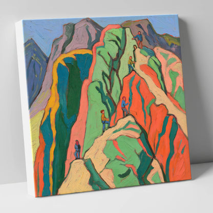 Climbers on a Vivid Crag lake district walking canvas wall art