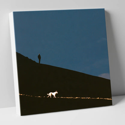 Skiddaw Silhouette Walker and Dog gifts for dog walkers canvas wall art