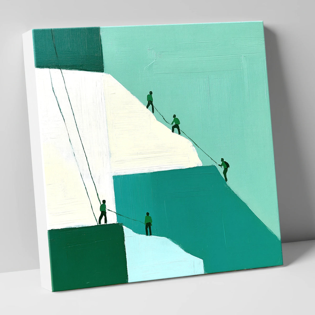 Climbers on a Teal Crag lake district walking canvas wall art