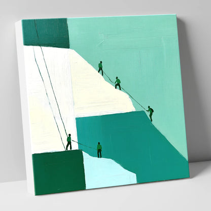 Climbers on a Teal Crag lake district walking canvas wall art