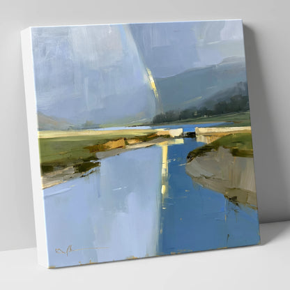 Golden Rainbow Over the River lake district sky canvas wall art