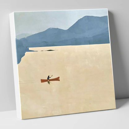 Solo Canoeist on a Golden Lake lake district walking canvas wall art