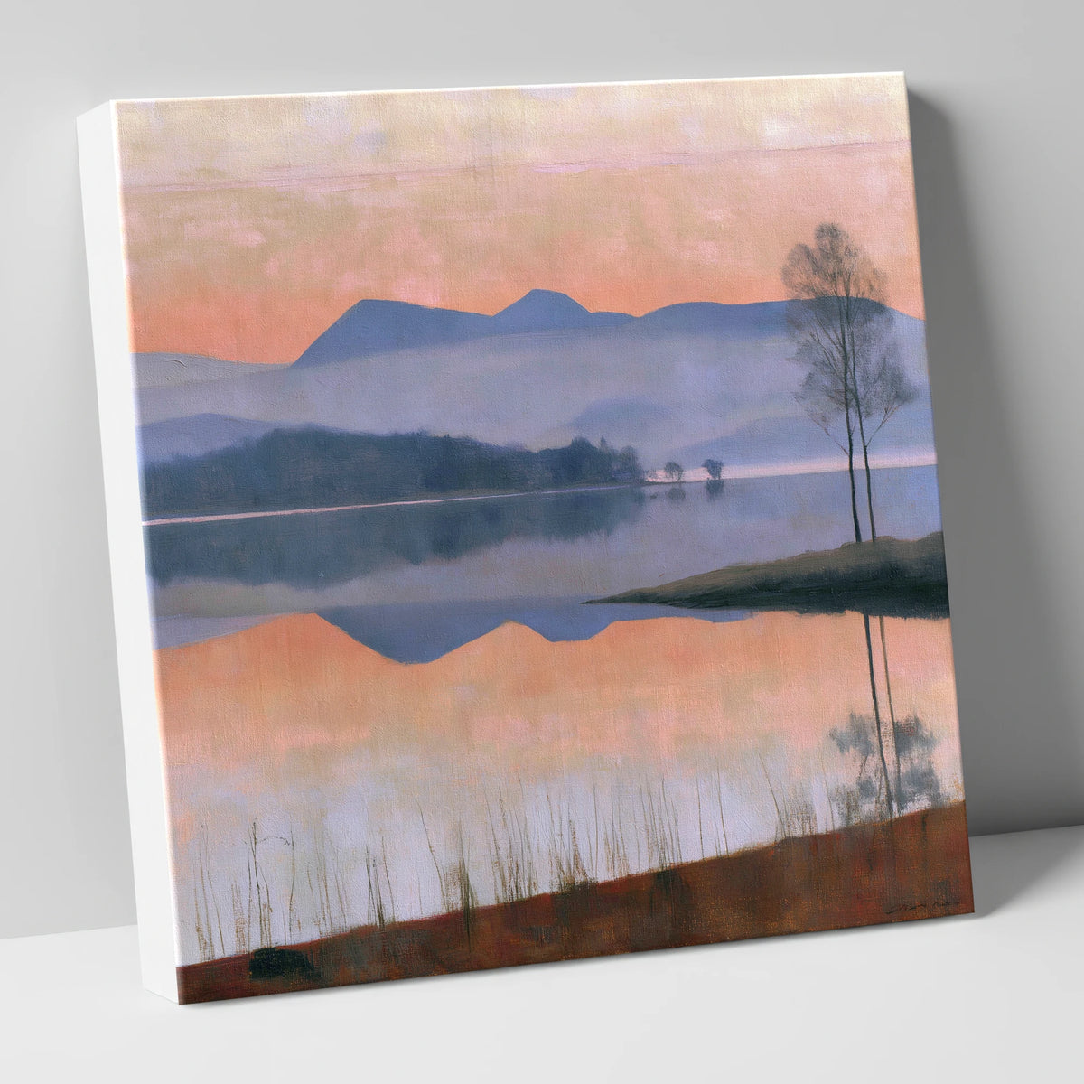 Still Lake at Pastel Dawn lake district lake canvas wall art