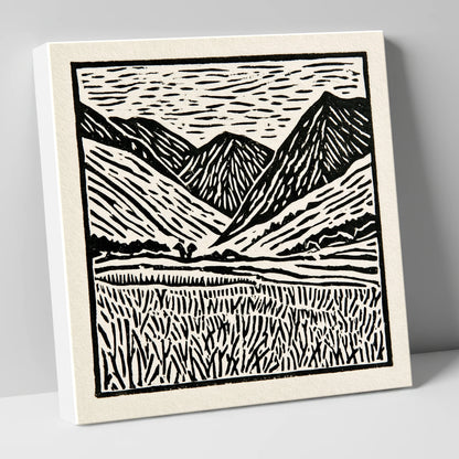 Black and White Borrowdale Fells lake district valley canvas wall art