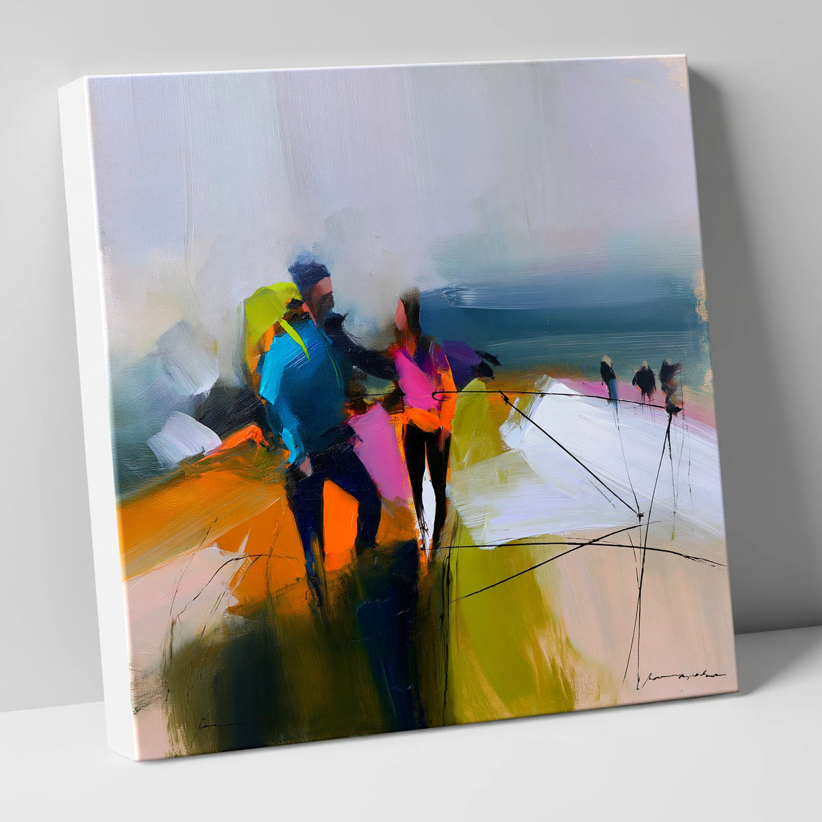 Bold Hikers on a High Fell lake district fell canvas wall art