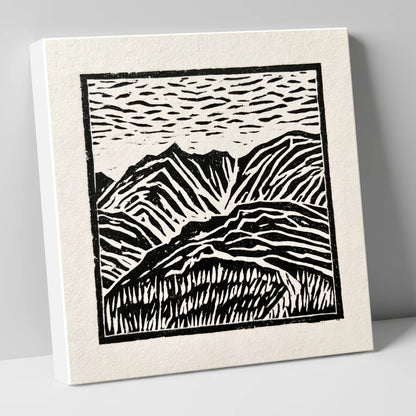 Graphic Mountain Summit View lake district fell canvas wall art