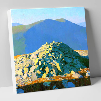 Sunlit Haycock Summit Cairn lake district fell canvas wall art