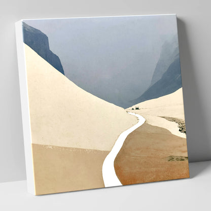 Winding Mountain Path through Winter Fells lake district valley canvas wall art