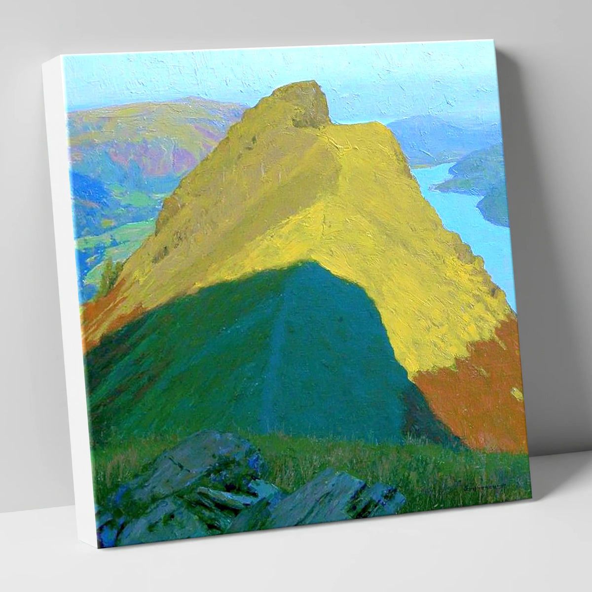 Sunlit Helm Crag Summit Ridge lake district fell canvas wall art