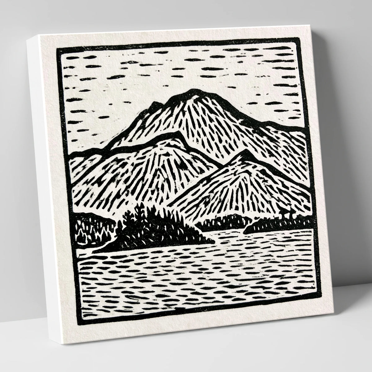 Graphic Monochrome Catbells Ridge lake district fell canvas wall art