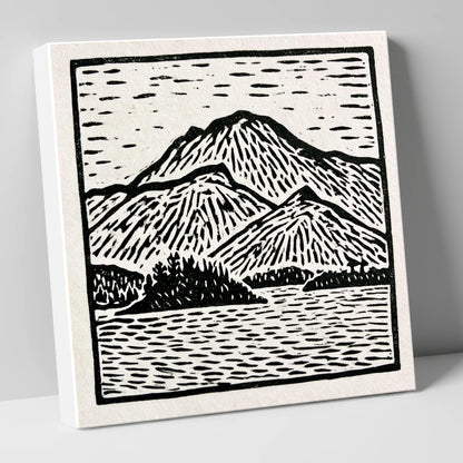 Graphic Monochrome Catbells Ridge lake district fell canvas wall art
