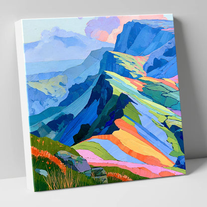 Vivid Hues On Misty Ridge lake district fell canvas wall art